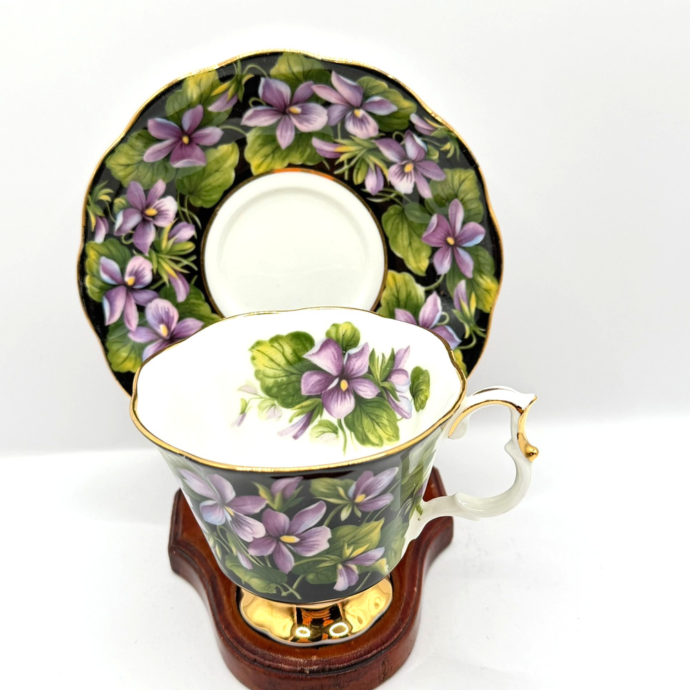 Royal Albert Provincial Flowers Purple Violet Cup & Saucer Set